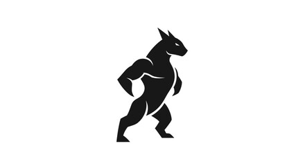 Fototapeta premium Muscular animal logo design strong and fierce black and white stylized illustration.