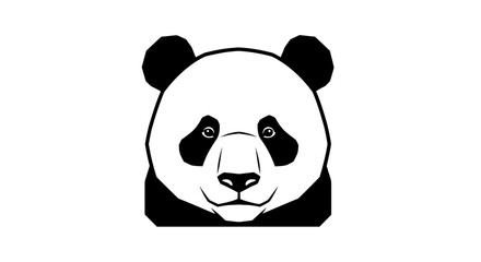 Simple black and white illustration of a giant panda face.