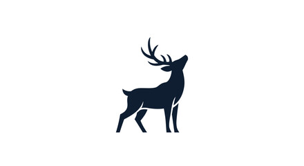 Elegant standing deer silhouette with large antlers looking up.