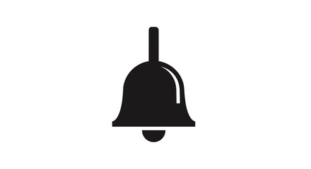 Simple Black Bell Icon on White Background.