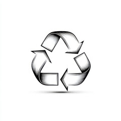 Obraz premium Engraved recycle symbol graphic, black and white, depicting environmental awareness and sustainability
