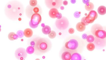 Soft Pink and Red Bokeh Bubbles Abstract Background. Dreamy Glowing Light Spheres for Festive and Romantic Designs isolated on png, transparent background