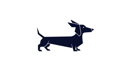 Minimalist Black Dachshund Dog Illustration on White Background.