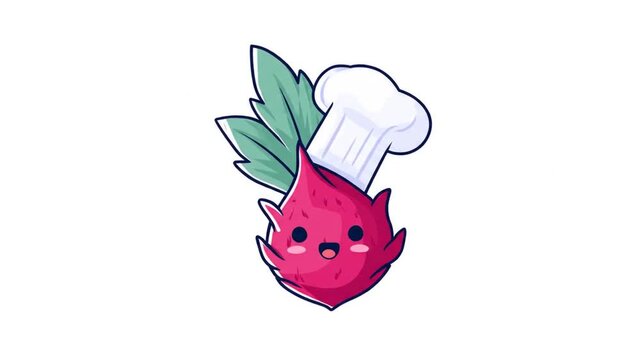 Cute dragon fruit chef illustration