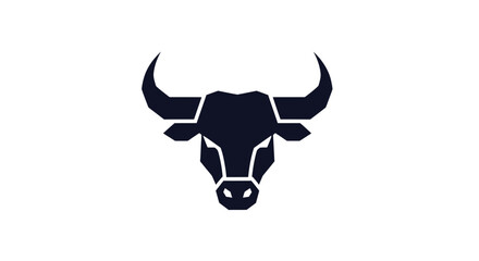 Minimalist black bull head silhouette icon design.