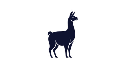 Elegant silhouette of a llama standing proudly against a white backdrop.