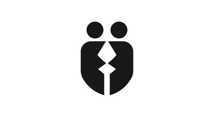 Abstract symbol of two people embracing each other in unity and support.