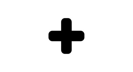 Bold black plus symbol isolated on a clean white background for design.