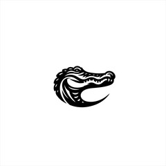 Obraz premium Stylized black alligator head silhouette on white background