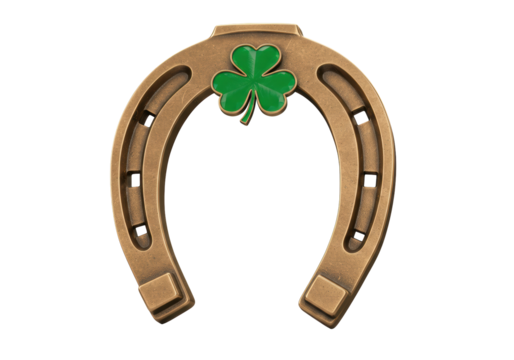 Isolated horseshoe with shamrock, good luck, Saint Patrick's Day, Irish symbol, luck emblem - Powered by Adobe