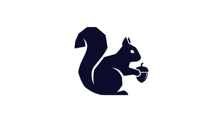 Stylized Silhouette of a Squirrel Holding an Acorn.
