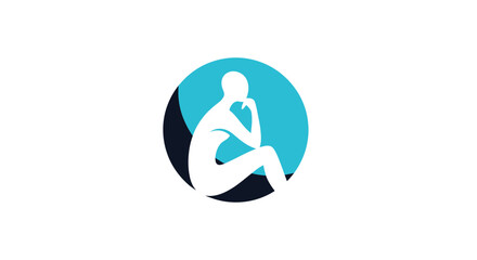 Person silhouette meditating in circle logo.