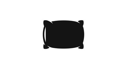 Simple black pillow silhouette icon for rest and comfort.