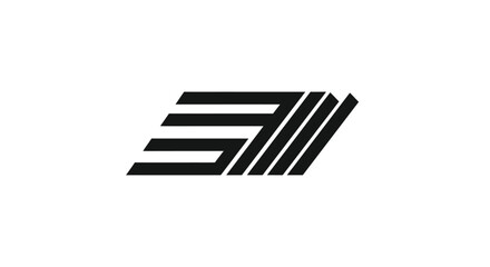 Abstract black and white geometric logo design with parallel lines.