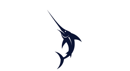 Elegant Silhouette of a Swordfish Leaping Upward.