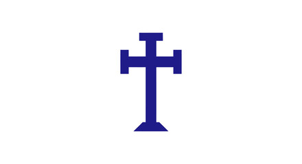 Blue Cross Symbol on White Background.