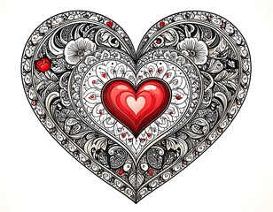 Ornate heart design with intricate details
