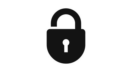 Open padlock icon representing security and access simple black design.