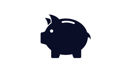 Dark Blue Piggy Bank Icon for Savings and Financial Concepts.