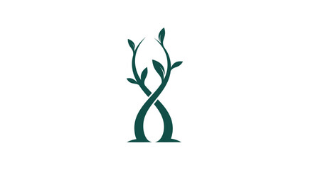 Elegant logo of two intertwined green plant stems growing. © AJI T
