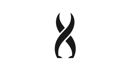 Abstract symmetrical icon with curved intersecting lines.