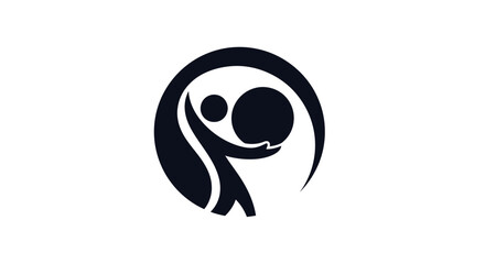 Obraz premium Abstract figure holding a sphere within a circular design.