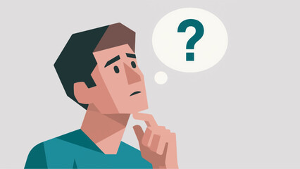 Illustration Of A Young Man Thinking Vector Design Template