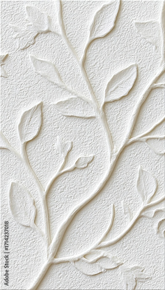 Poster Elegant White Backdrop with Delicate Floral Patterns and Subtle Emboss for Stunning Visuals