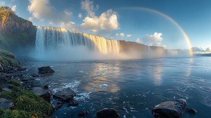 Fototapeta premium Rainbow waterfall scenic landscape