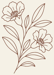 Obraz premium Illustration of a flower with large buds and leaves