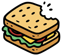 A juicy vegetable sandwich that someone bit into