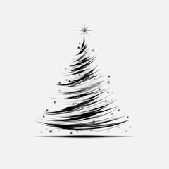 Black and white elegant Christmas tree design with stars