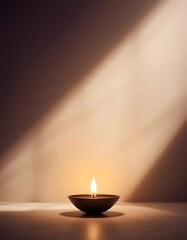 Minimalist Dark Diya Background with Warm Golden Glow
