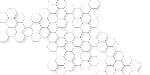 Abstract hexagon white Background light and shadow, minimalistic white hexagonal tile wall background with 3d depth effect for modern design, Soft white textures including paper.