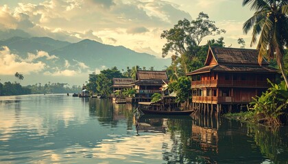 Traditional Thai River Life