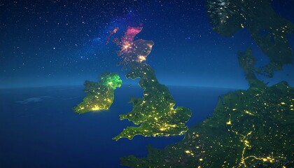 Night-time view of the British Isles