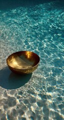 Golden bowl resting in a pool