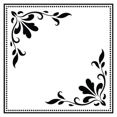 Black floral corner frame with dotted border ornament
