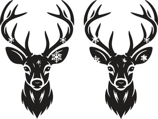 Elegant reindeer silhouette with snowflake details