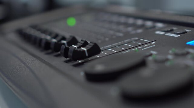 smooth camera focus movement along lighting consol