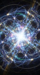 Fototapeta premium Abstract fractal energy with glowing light and intricate patterns in dark space