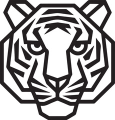 Bold geometric tiger head line art