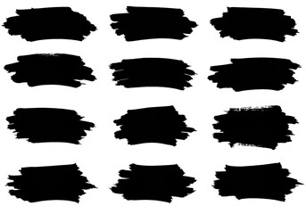 Dynamic black paint brush strokes on white background, perfect for modern design projects