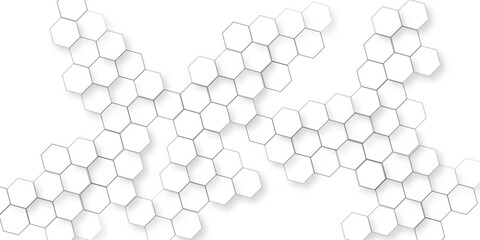 Abstract minimal with white lines hexagonal structure futuristic white background, white geometric hexagonal honeycomb shape texture, geometric elegance showcasing a meticulously arranged pattern.