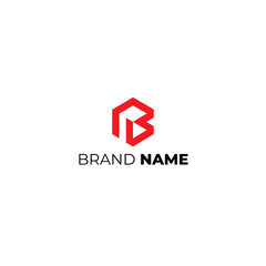 Modern Red Geometric B Letter Logo Design Template