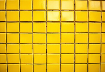 Close-up of a textured wall clad in bright yellow tiles,  tiles,  close up