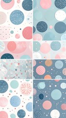 Nine circle patterns, soft pastel colors