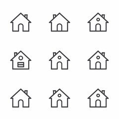 Home and Factory Icon Set | Minimal Vector Design for Industry, Real Estate, and Construction