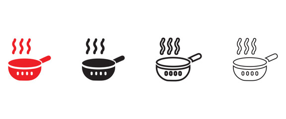 frying pan vector icon illustration, frying pan vector, silhouette and line art