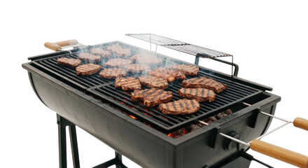 Grilled steaks sizzling on a BBQ grill